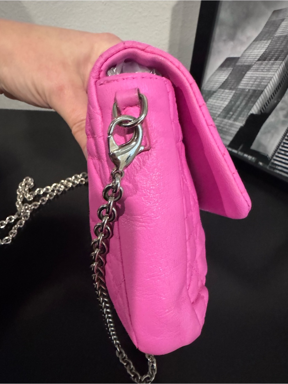 Dior Quilted Leather Chain Crossbody Pouch in Pink - Picture 10 of 12